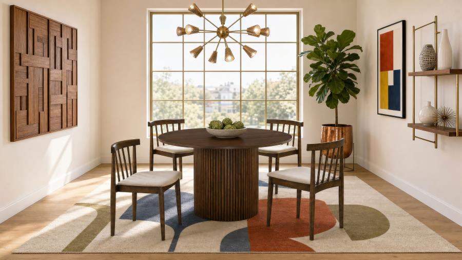 (image for) Hamlyn 5-piece Round Wood Dining Set Wheat and Walnut