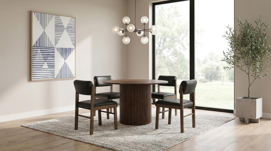 (image for) Hamlyn 5-piece Round Wood Dining Set Black and Walnut