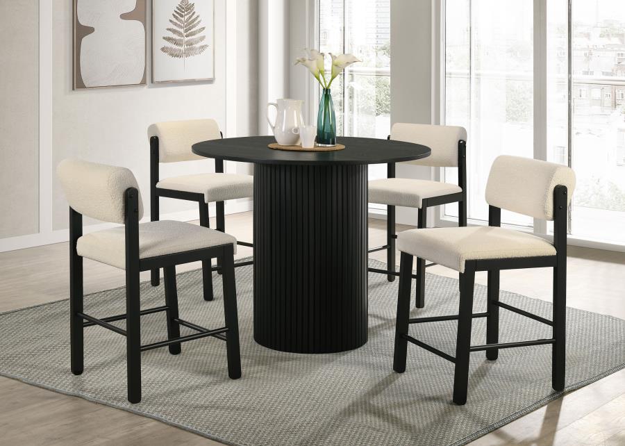 (image for) Hamlyn 5-piece Round Wood Counter Height Dining Set Cream and Black