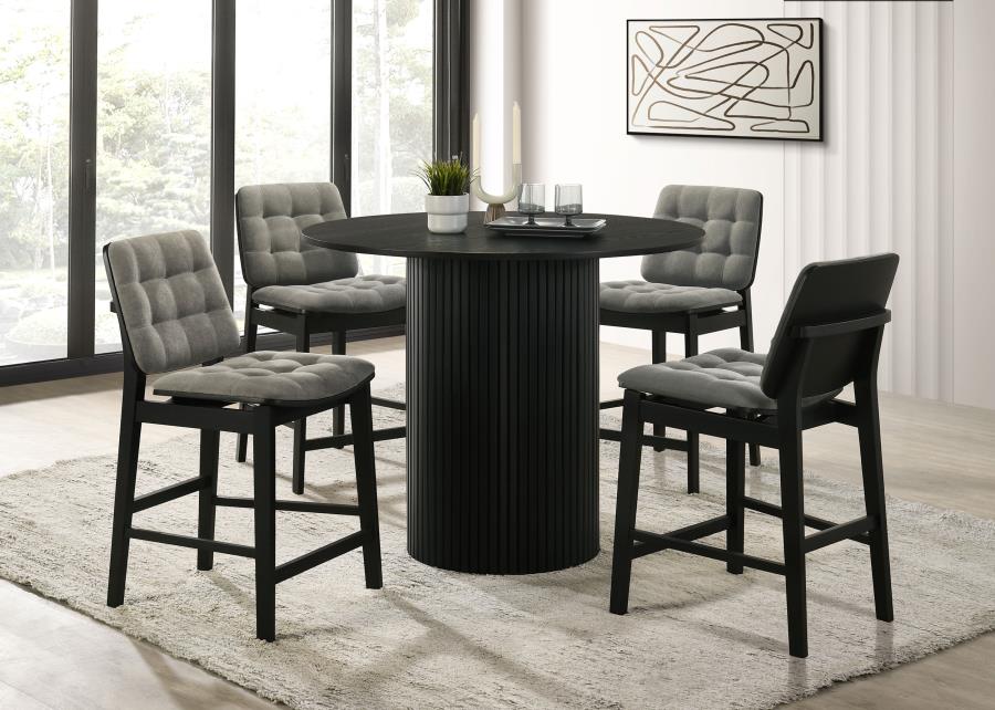 (image for) Hamlyn 5-piece Round Wood Counter Height Dining Set Grey and Black