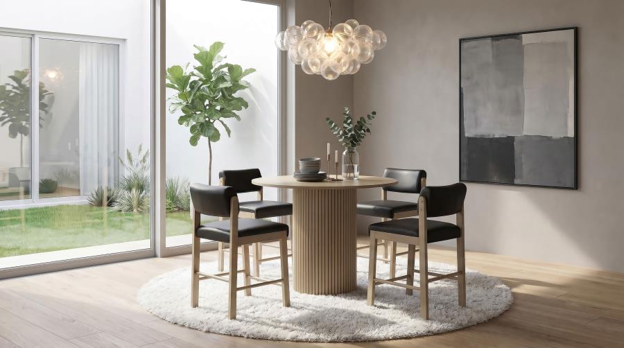 (image for) Hamlyn 5-piece Round Wood Counter Height Dining Set Black and Natural Oak