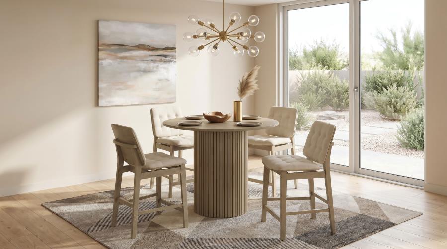 (image for) Hamlyn 5-piece Round Wood Counter Height Dining Set Cream and Natural Oak