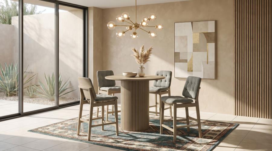 (image for) Hamlyn 5-piece Round Wood Counter Height Dining Set Grey and Natural Oak