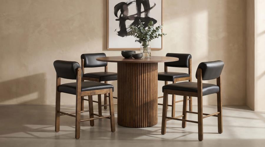 (image for) Hamlyn 5-piece Round Wood Counter Height Dining Set Black and Walnut
