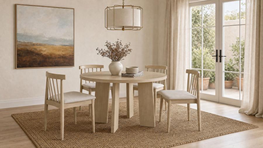 (image for) Strouse 5-piece Dining Set Wheat and Natural Oak