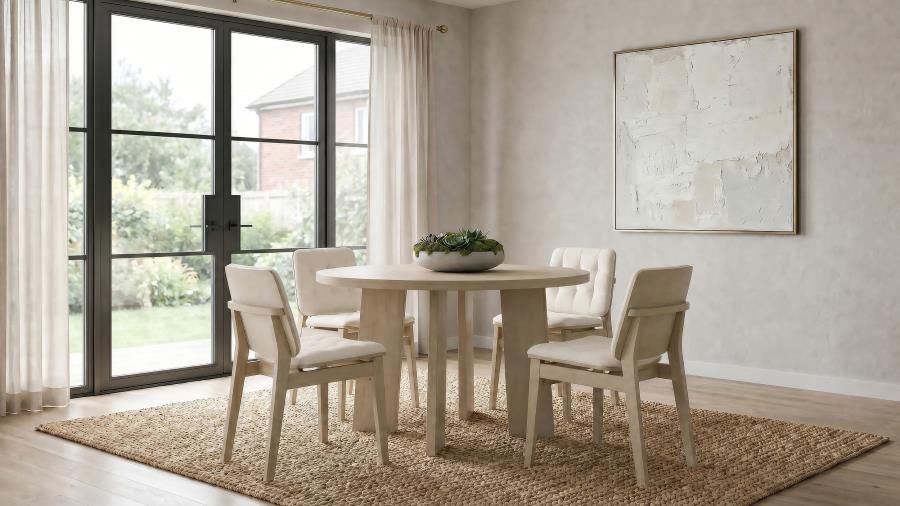 (image for) Strouse 5-piece Dining Set Cream and Natural Oak