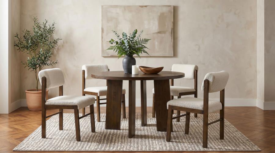 (image for) Strouse 5-piece Dining Set Cream and Walnut