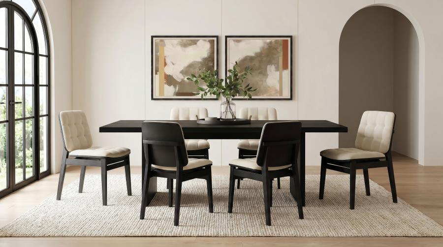 (image for) Decker 7-piece 82-inch Rectangular Dining Set Cream and Black