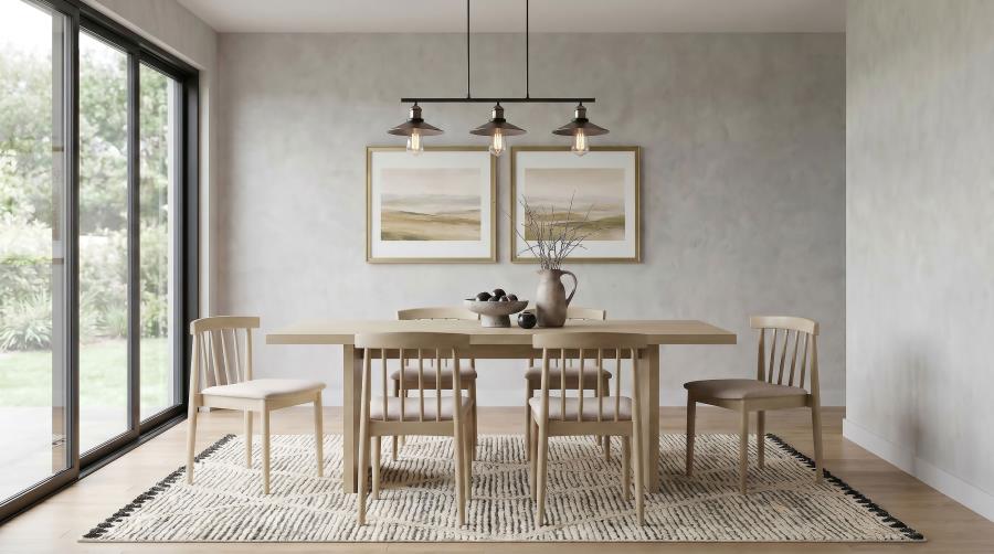 (image for) Decker 7-piece 82-inch Rectangular Dining Set Wheat and Natural Oak