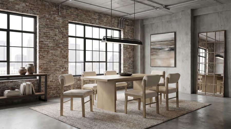 (image for) Decker 7-piece 82-inch Rectangular Dining Set Cream and Natural Oak