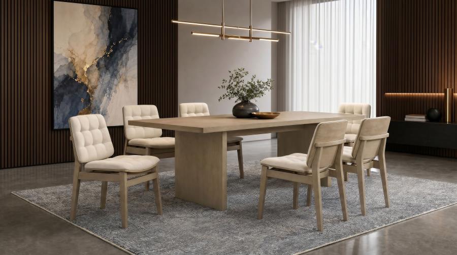 (image for) Decker 7-piece 82-inch Rectangular Dining Set Cream and Natural Oak
