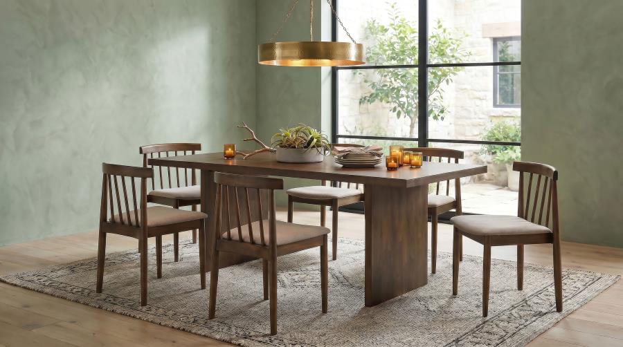 (image for) Decker 7-piece 82-inch Rectangular Dining Set Wheat and Walnut