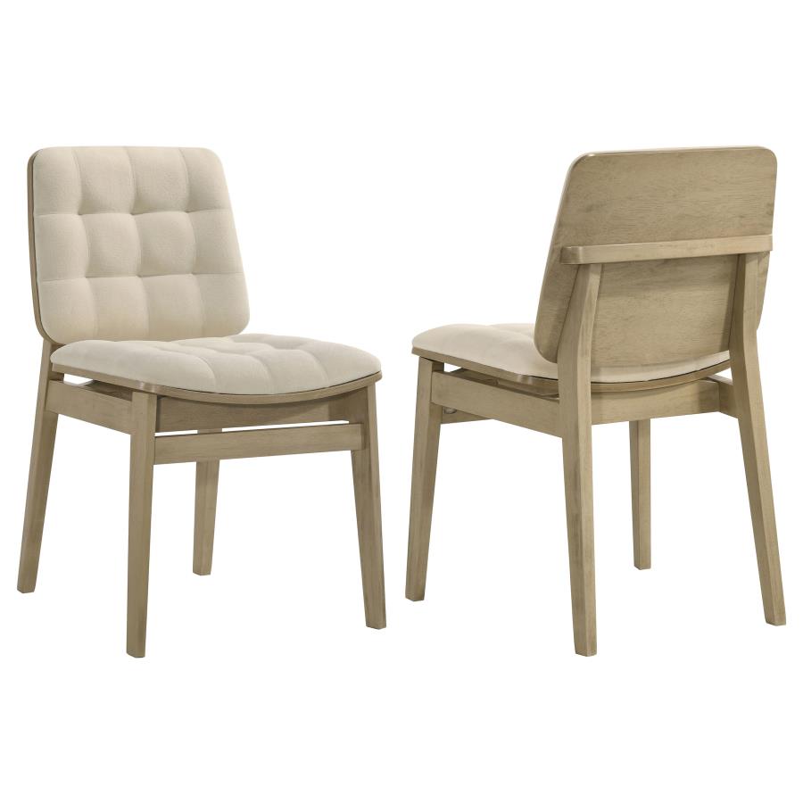 (image for) Redbridge Upholstered Side Chair Cream and Natural Oak (Set of 2)