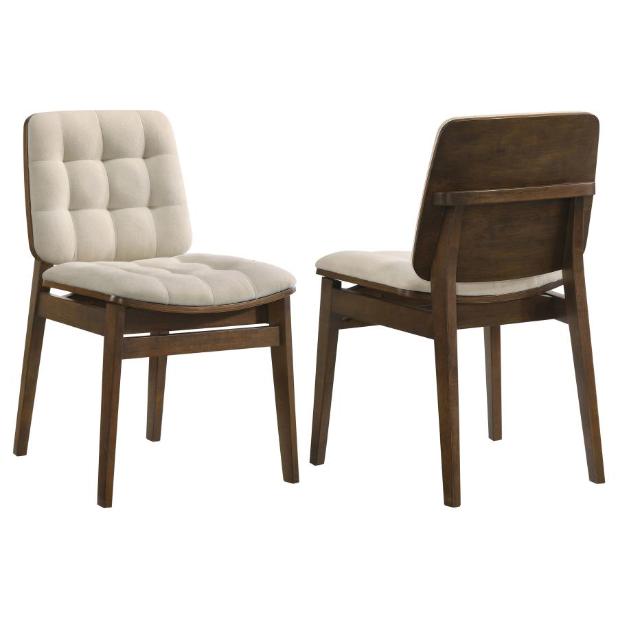 (image for) Redbridge Upholstered Side Chair Cream and Walnut (Set of 2)