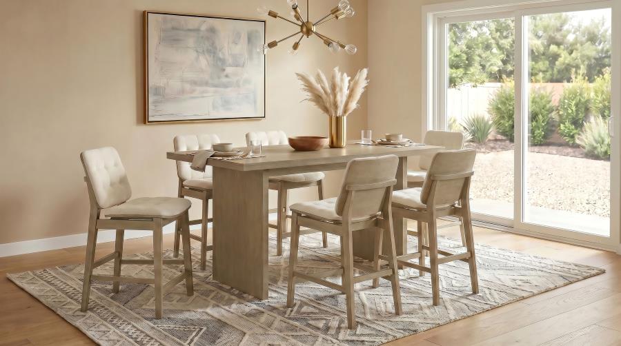 (image for) Decker 7-piece 70-inch Rectangular Counter Height Dining Set Cream and Natural Oak