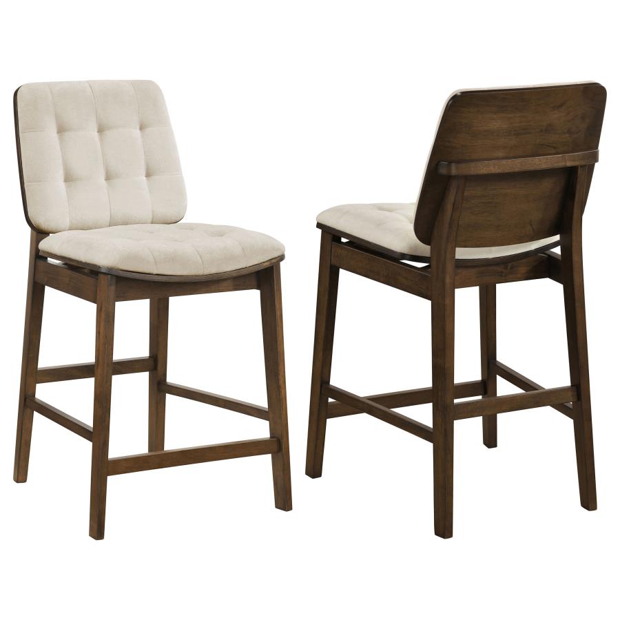 (image for) Redbridge Upholstered Counter Chair Cream and Walnut (Set of 2)