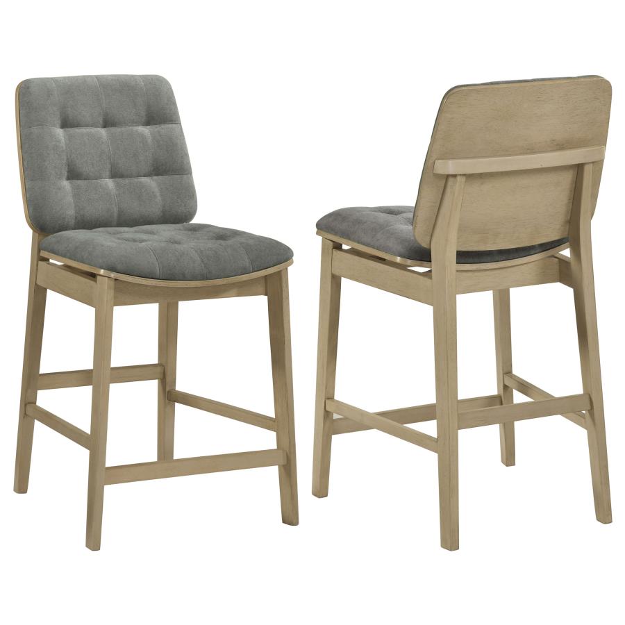 (image for) Redbridge Upholstered Counter Chair Grey and Natural Oak (Set of 2)