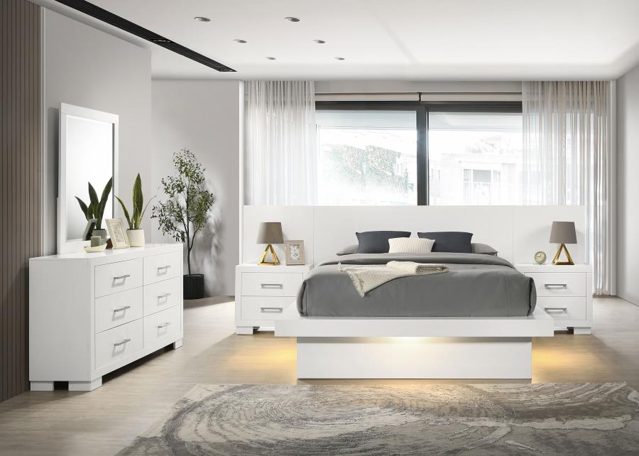 (image for) Jessica 5-piece Eastern King LED Bedroom Set Snow White