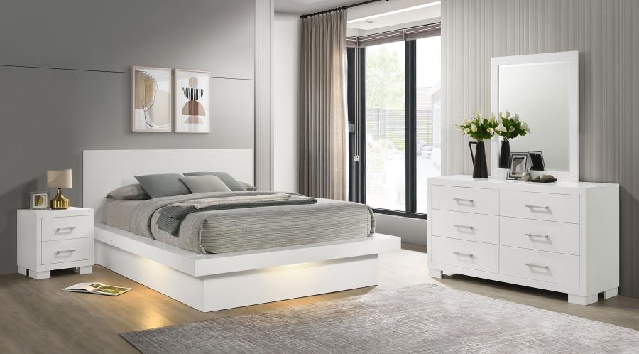 (image for) Jessica 4-piece Queen LED Bedroom Set Snow White
