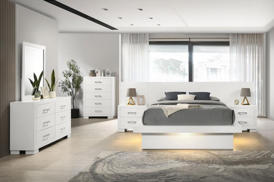 (image for) Jessica 6-piece Queen LED Bedroom Set Snow White