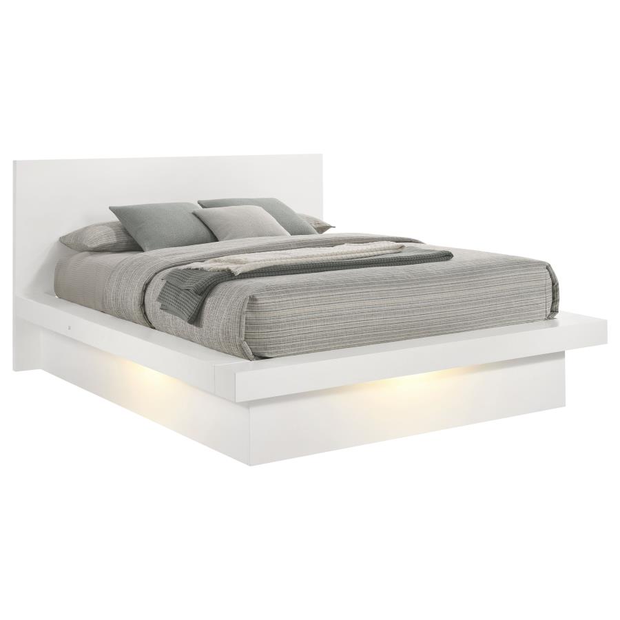 (image for) Jessica Wood Queen LED Panel Bed Snow White