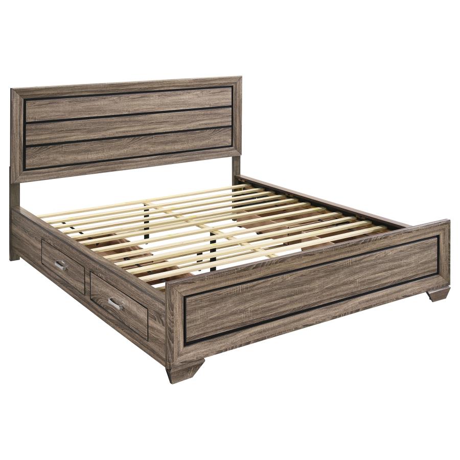 (image for) Kauffman Wood California King Storage Panel Bed Washed Taupe