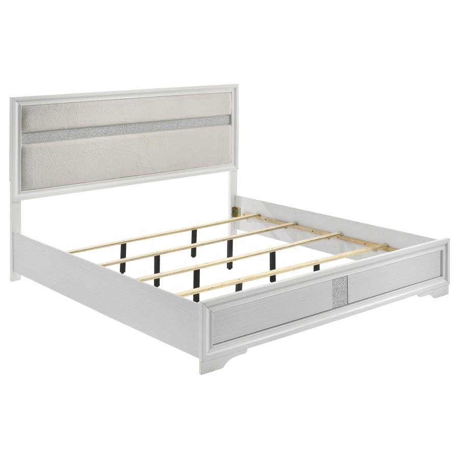 (image for) Miranda 54-inch Upholstered Eastern King Panel Bed White