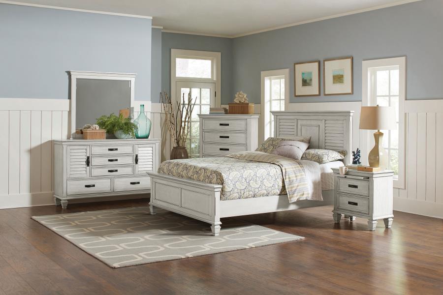 (image for) Franco 5-piece Eastern King Bedroom Set Distressed White