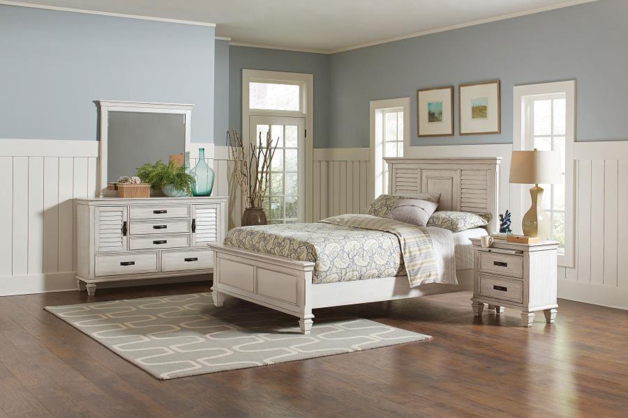 (image for) Franco 4-piece Queen Bedroom Set Distressed White