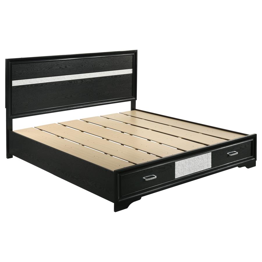 (image for) Miranda 51-inch Wood Eastern King Storage Panel Bed Black
