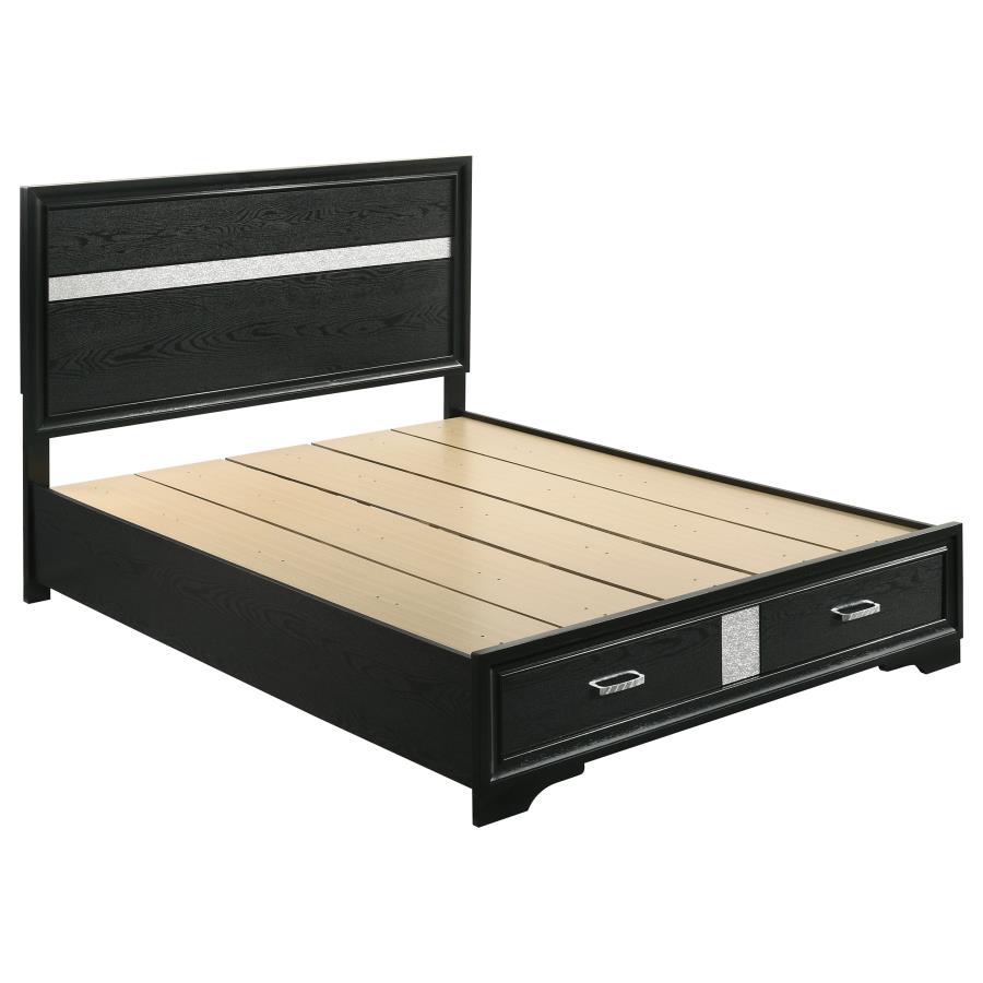 (image for) Miranda 51-inch Wood Queen Storage Panel Bed Black
