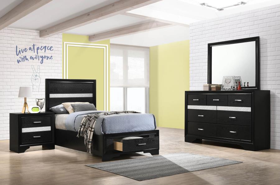 (image for) Miranda 4-piece Twin Bedroom Set Black