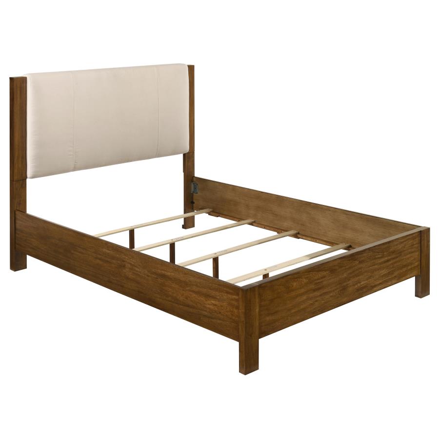 (image for) Adderley Queen Wood Panel Bed Cream and Warm Brown