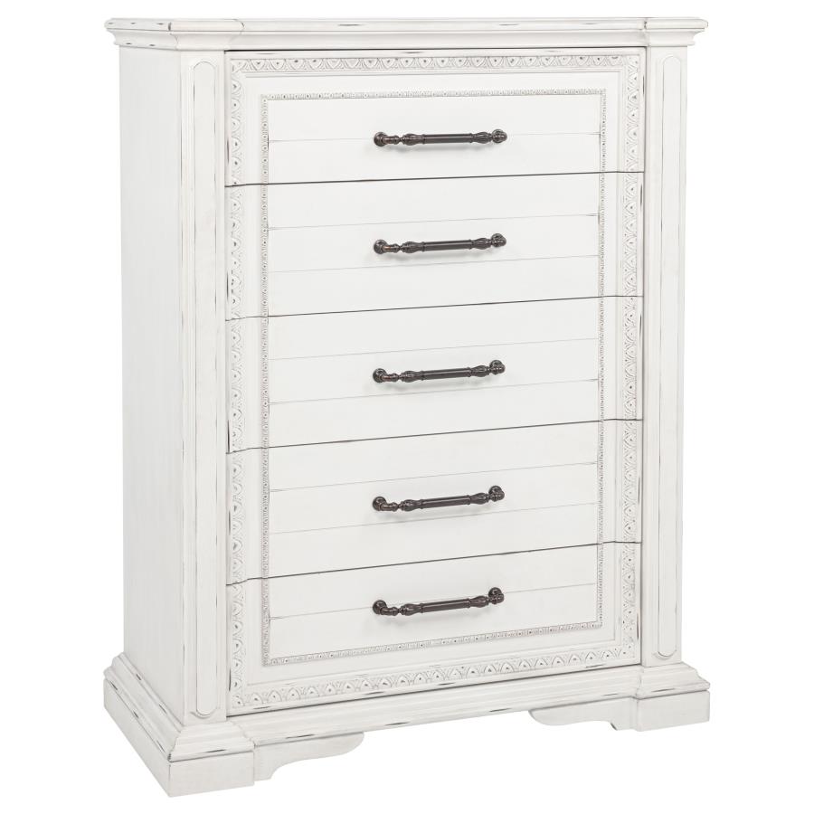 (image for) McKinney 5-drawer Bedroom Chest of Drawers Vintage White