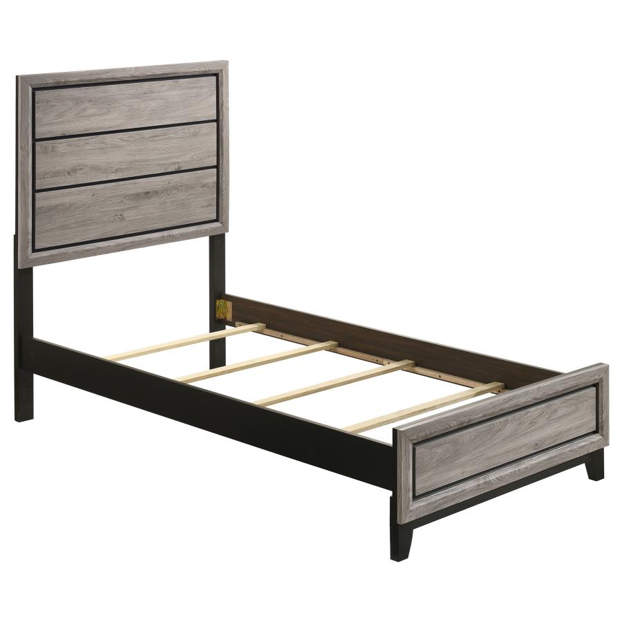 (image for) Valen Wood Twin Panel Bed Light Taupe