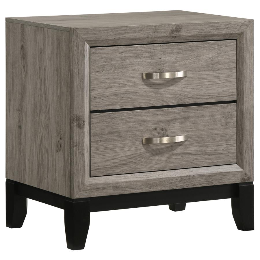 (image for) Valen 2-drawer Nightstand Bedside Table Light Taupe