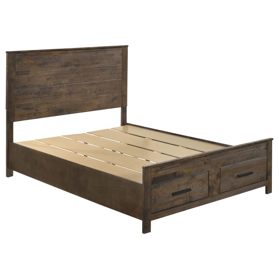(image for) Woodmont Wood Queen Storage Panel Bed Rustic Golden Brown