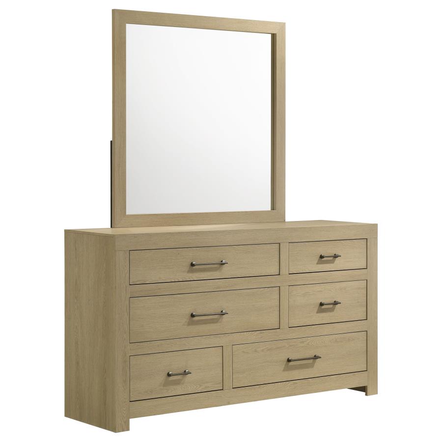 (image for) Hendricks 6-drawer Bedroom Dresser and Mirror Light Oak