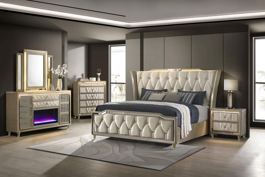 (image for) Lorient 5-piece Queen Bedroom Set Ivory and Camel