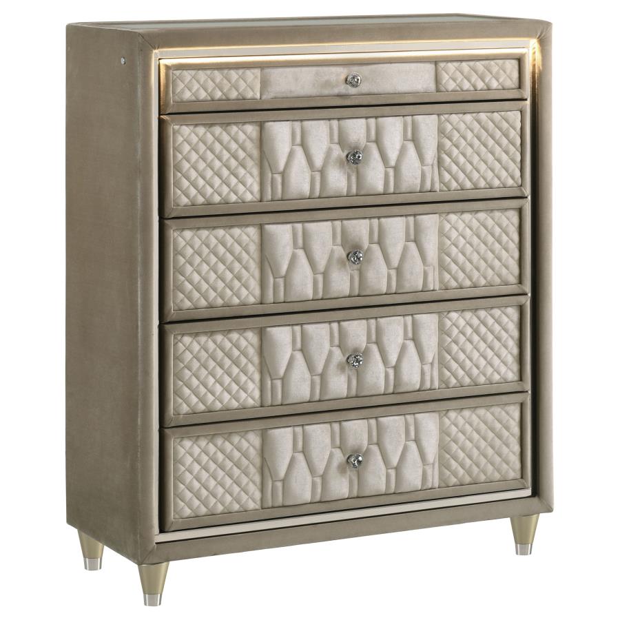 (image for) Lorient 5-drawer LED Chest of Drawers Ivory and Camel