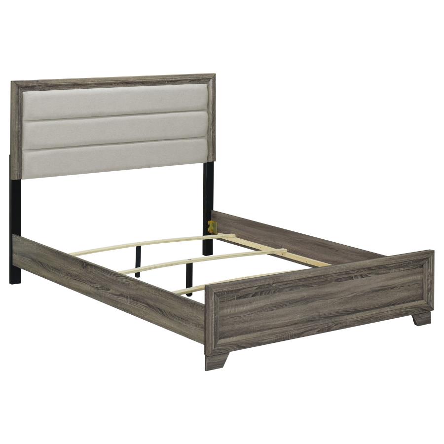 (image for) Wright 52-inch Upholstered Eastern King Bed Brown Oak