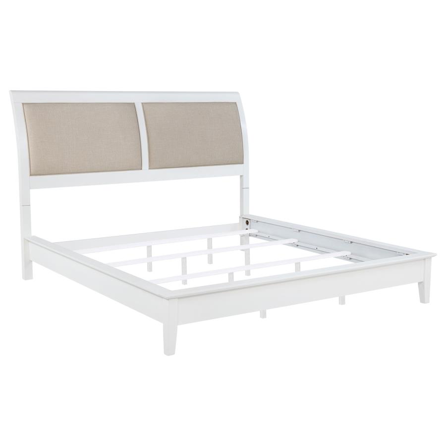 (image for) Bexhill 56-inch Upholstered Eastern King Panel Bed White