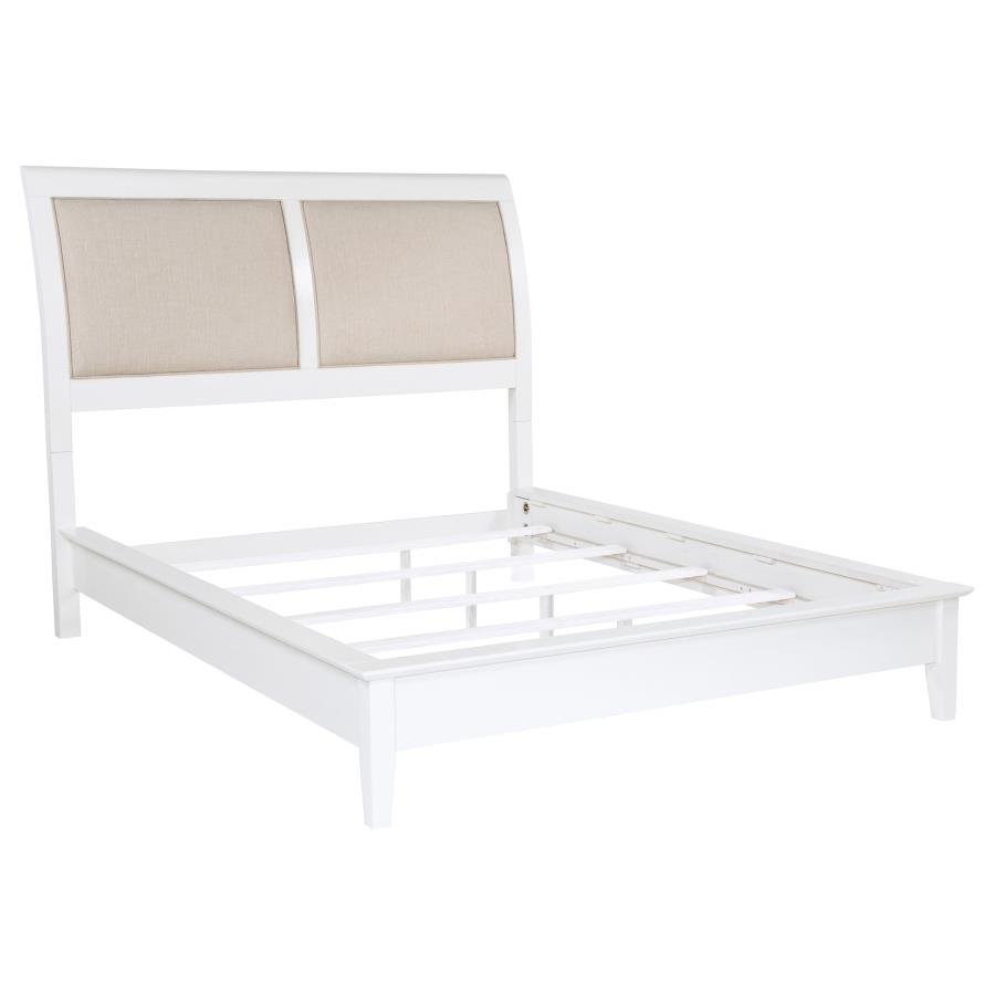 (image for) Bexhill 56-inch Upholstered Queen Panel Bed White