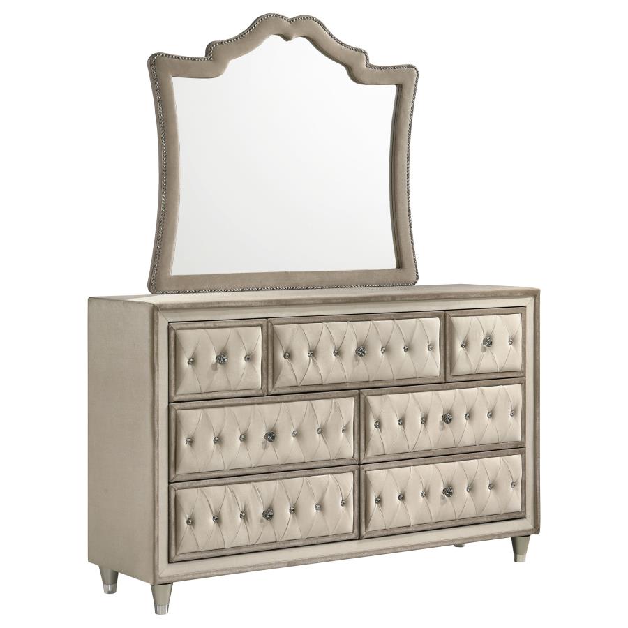 (image for) Antonella 7-drawer Upholstered Dresser with Mirror Ivory