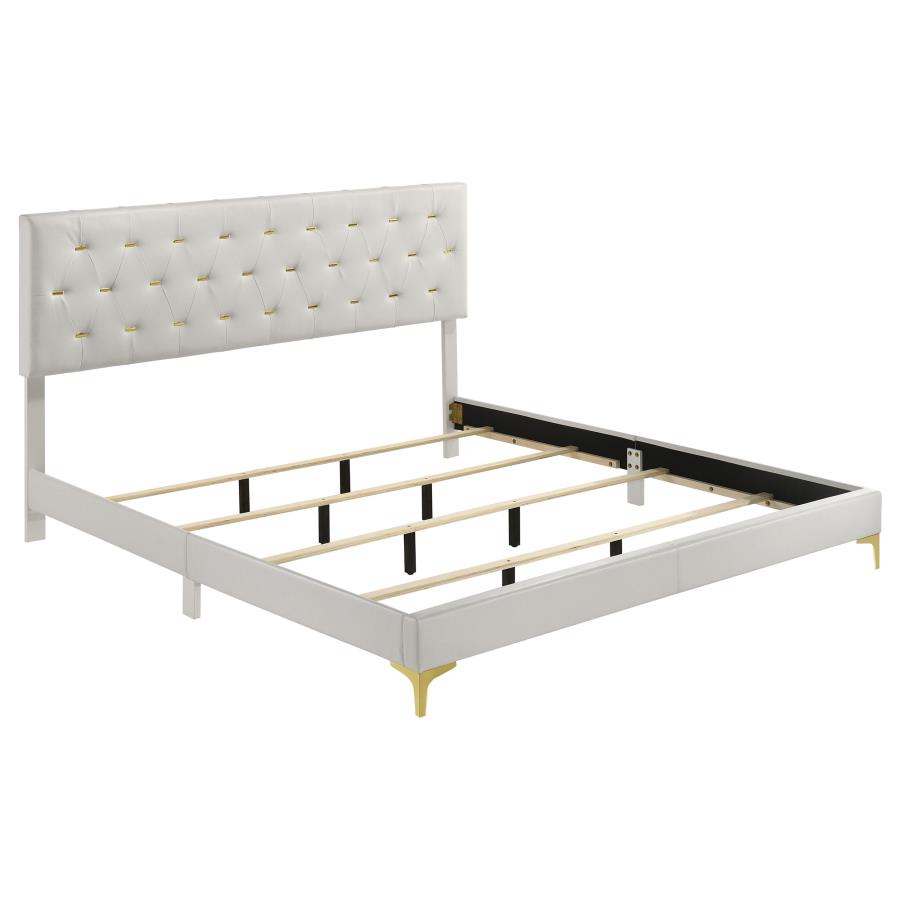 (image for) Kendall Upholstered Eastern King Panel Bed White