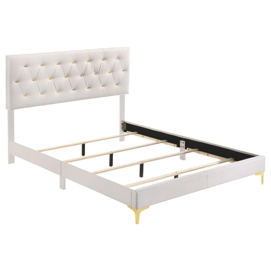 (image for) Kendall Upholstered California King Panel Bed White