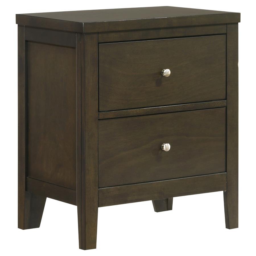 (image for) Wilkes Transitional 2-Drawer Nightstand with Metal Knobs Dark Cocoa