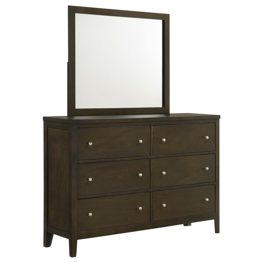 (image for) Wilkes 2-Piece Transitional 6-Drawer Dresser with Mirror Dark Cocoa