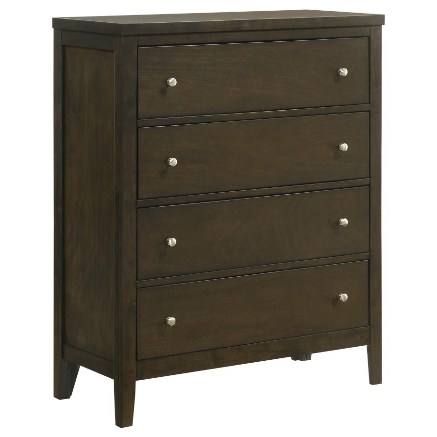 (image for) Wilkes Transitional 4-Drawer Chest with Metal Knobs Dark Cocoa