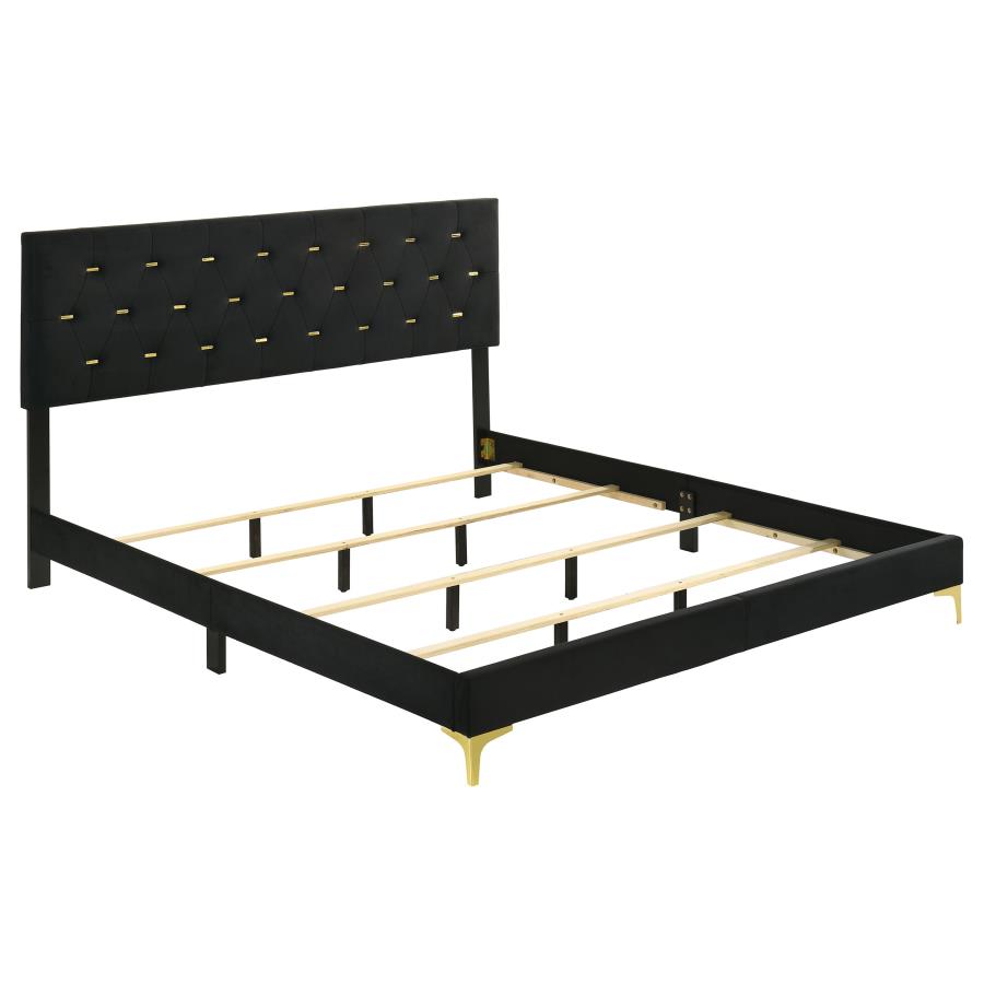 (image for) Kendall Upholstered Eastern King Panel Bed Black